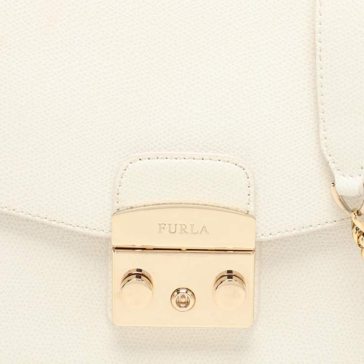 Pre Owned Furla White Leather Metropolis Shoulder Bag