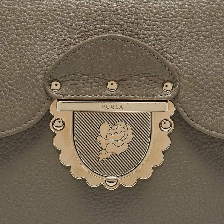 Pre Owned Furla Grey Leather Ducale Top Handle Bag
