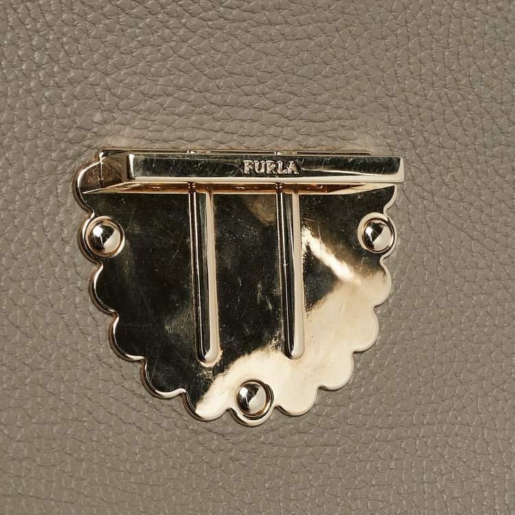 Pre Owned Furla Grey Leather Ducale Top Handle Bag