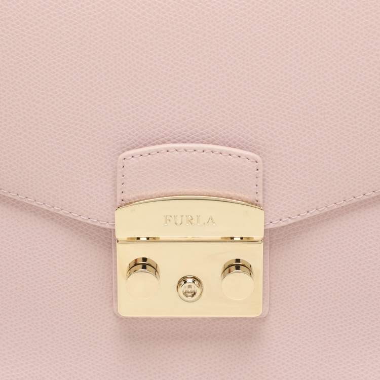 Pre Owned Furla Pink Leather Metropolis Top Handle Bag