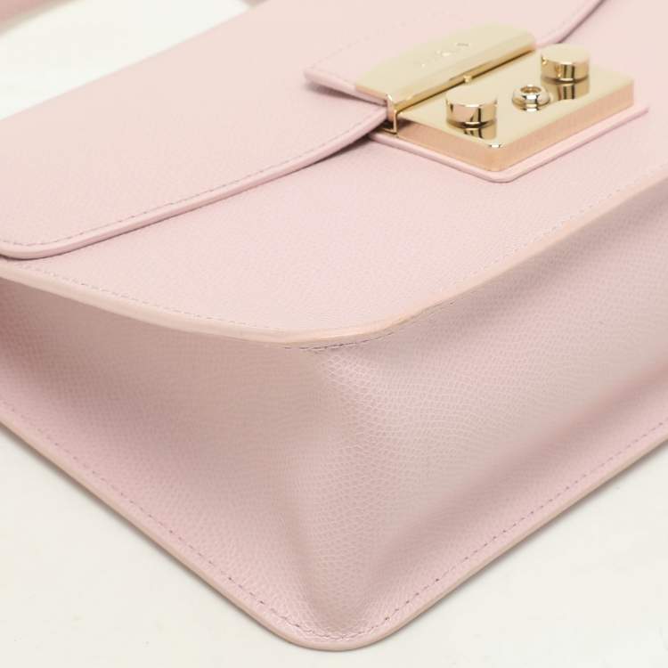 Pre Owned Furla Pink Leather Metropolis Top Handle Bag