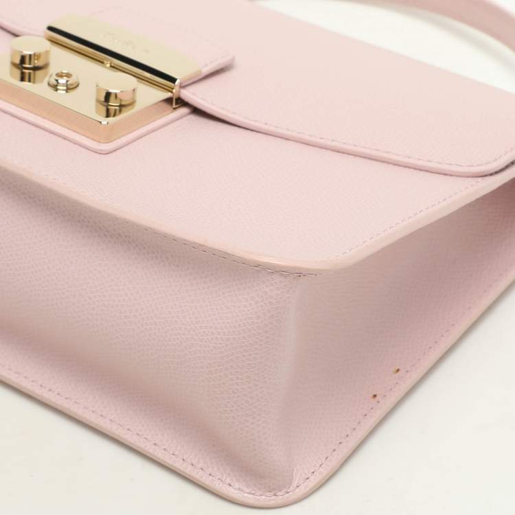 Pre Owned Furla Pink Leather Metropolis Top Handle Bag