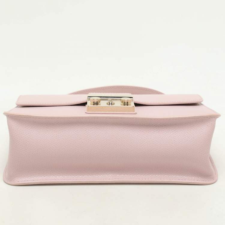 Pre Owned Furla Pink Leather Metropolis Top Handle Bag