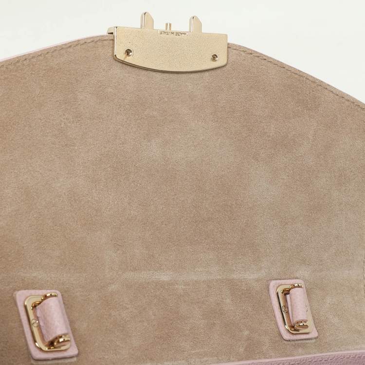 Pre Owned Furla Pink Leather Metropolis Top Handle Bag