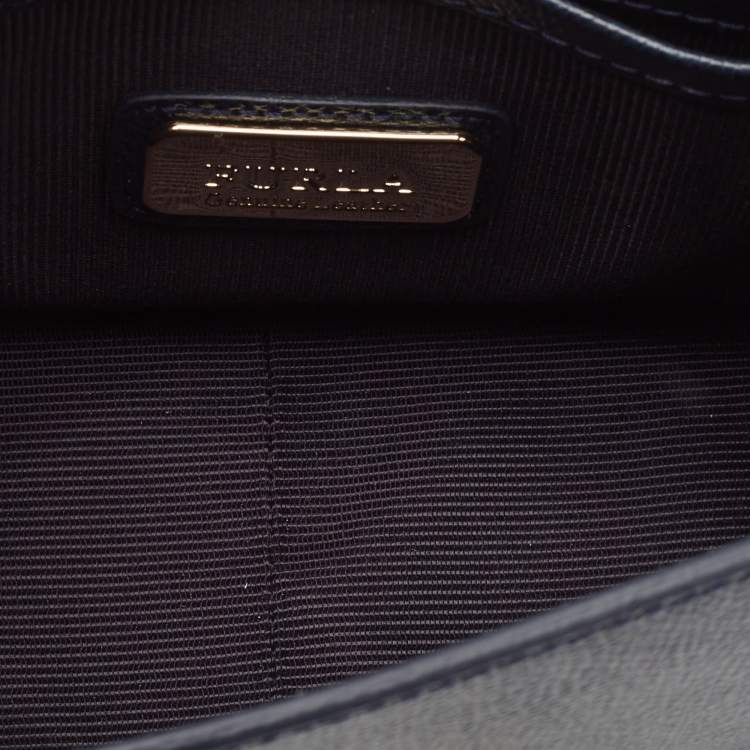 Pre Owned Furla Navy Blue Leather Mini Metropolis Crossbody Bag