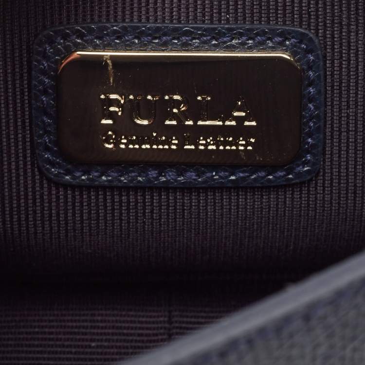 Pre Owned Furla Navy Blue Leather Mini Metropolis Crossbody Bag