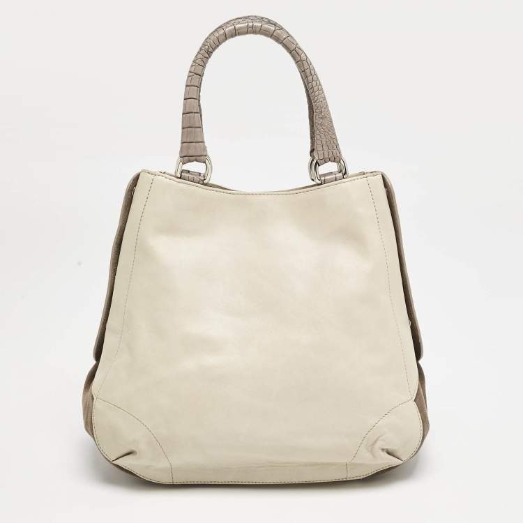 Pre Owned Furla Tricolor Leather and Suede Expandable Tote
