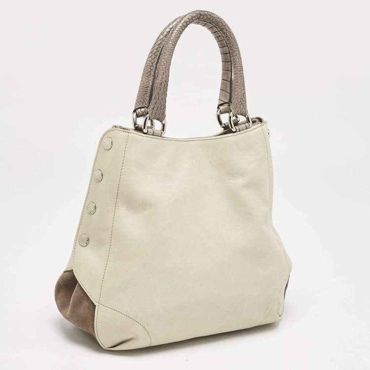 Pre Owned Furla Tricolor Leather and Suede Expandable Tote