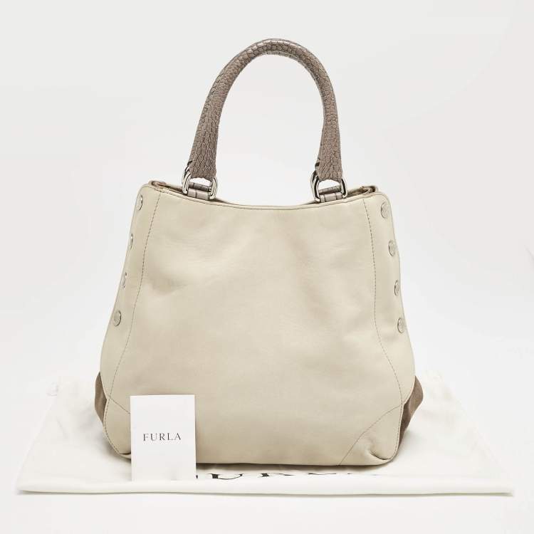 Pre Owned Furla Tricolor Leather and Suede Expandable Tote