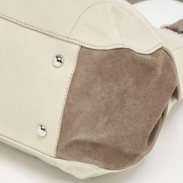 Pre Owned Furla Tricolor Leather and Suede Expandable Tote