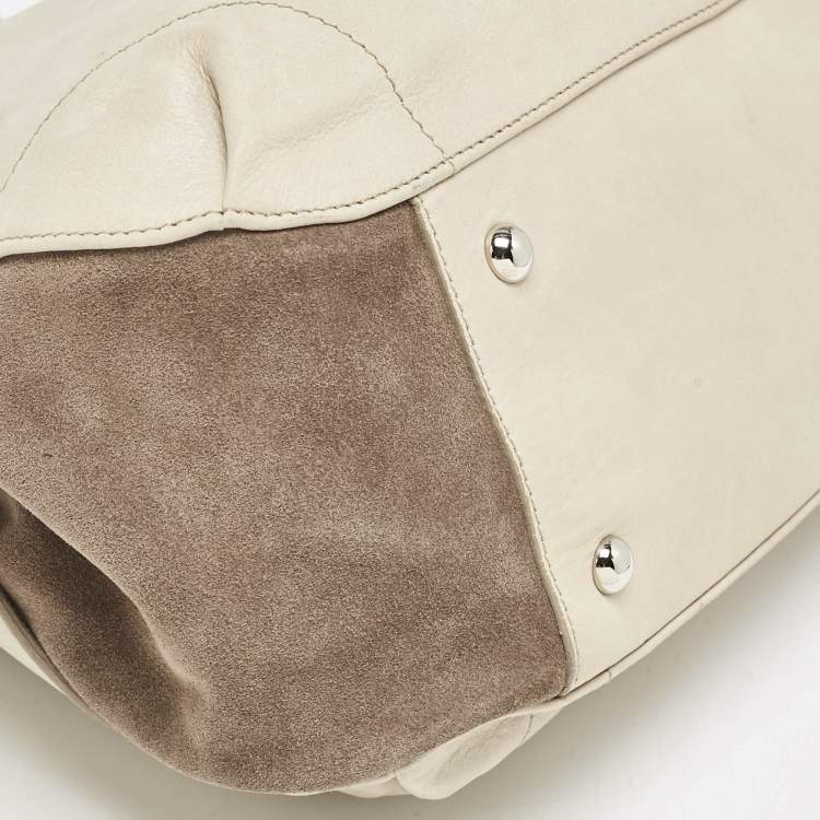 Pre Owned Furla Tricolor Leather and Suede Expandable Tote