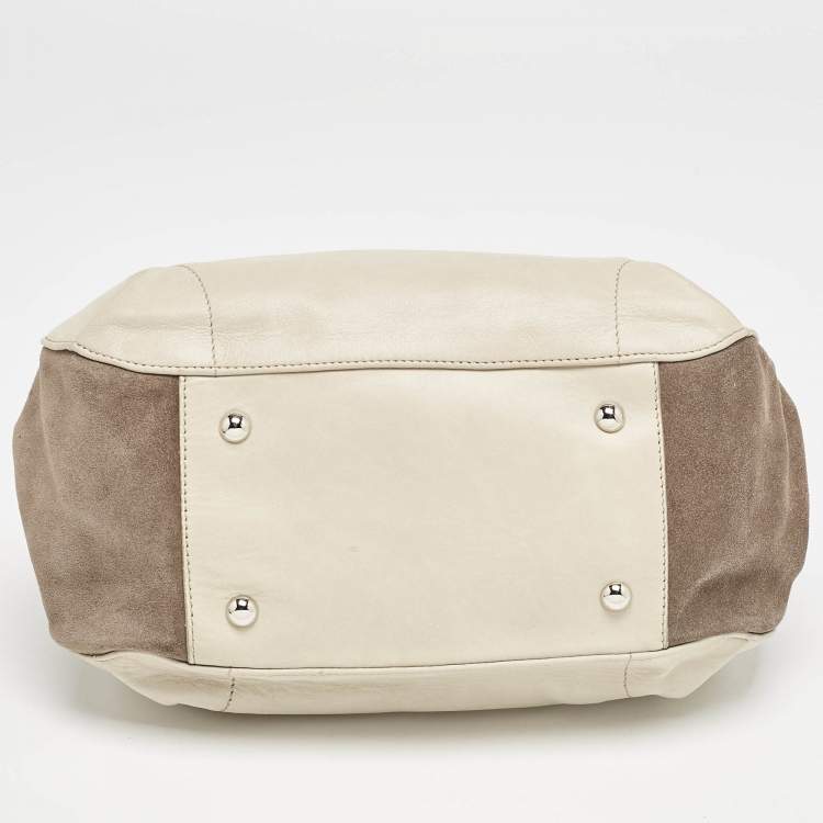 Pre Owned Furla Tricolor Leather and Suede Expandable Tote