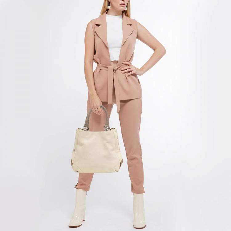 Pre Owned Furla Tricolor Leather and Suede Expandable Tote
