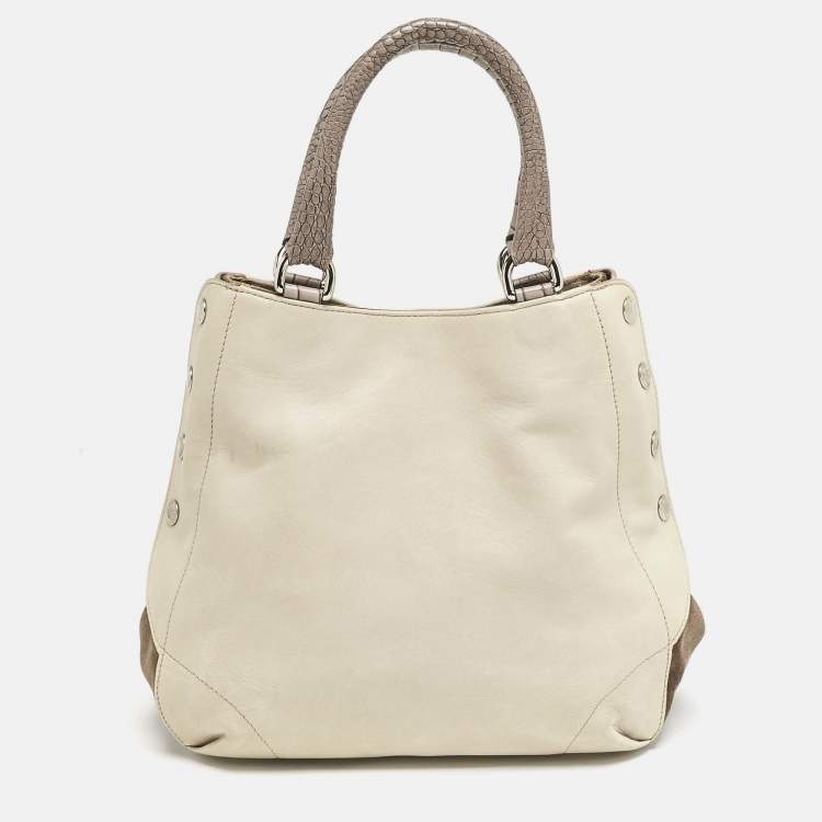 Pre Owned Furla Tricolor Leather and Suede Expandable Tote