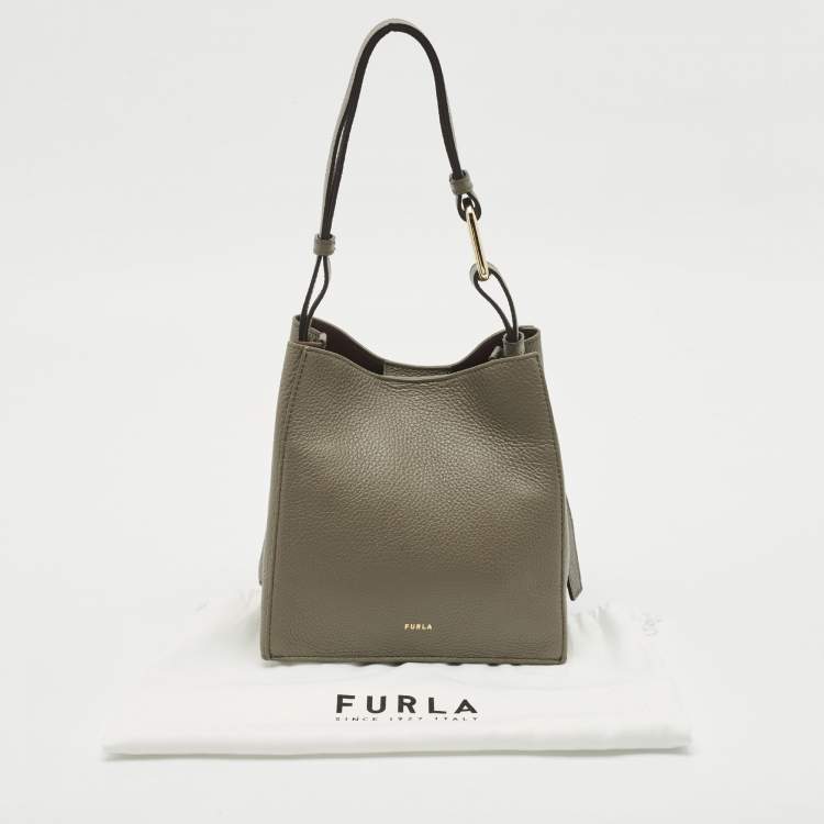 Pre Owned Furla Agave Leather Mini Nuvola Bucket Bag