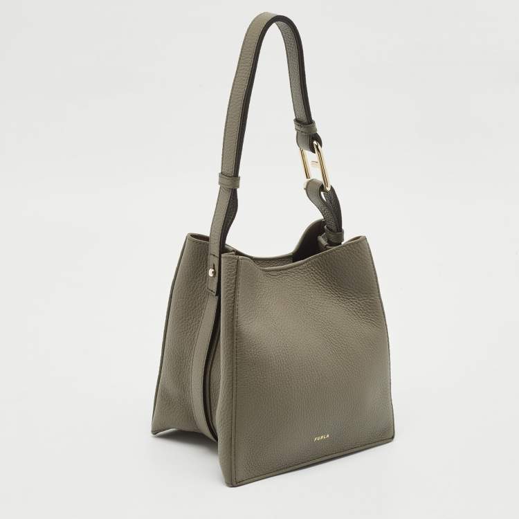 Pre Owned Furla Agave Leather Mini Nuvola Bucket Bag
