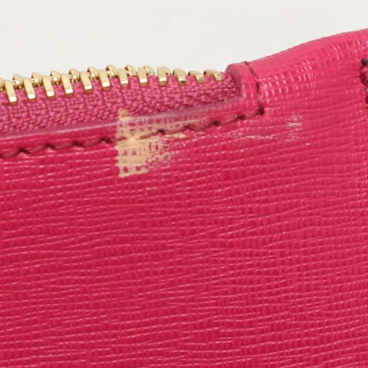 Pre Owned Furla Orange/Magenta Leather Tote