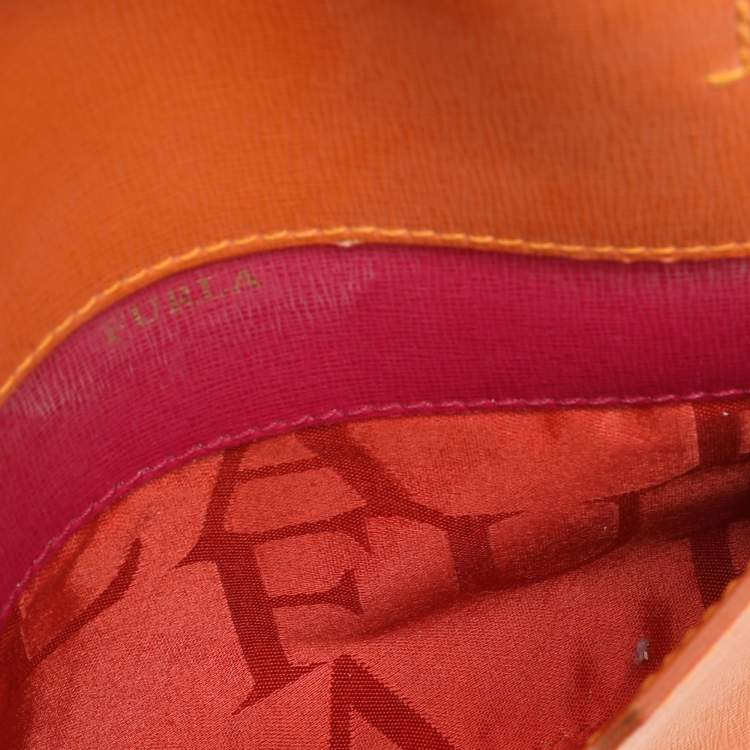 Pre Owned Furla Orange/Magenta Leather Tote