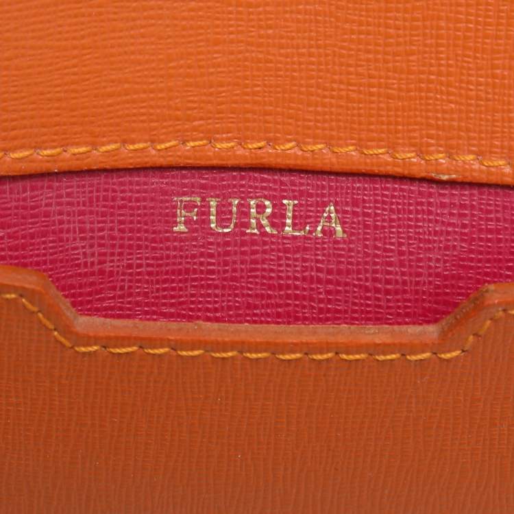 Pre Owned Furla Orange/Magenta Leather Tote