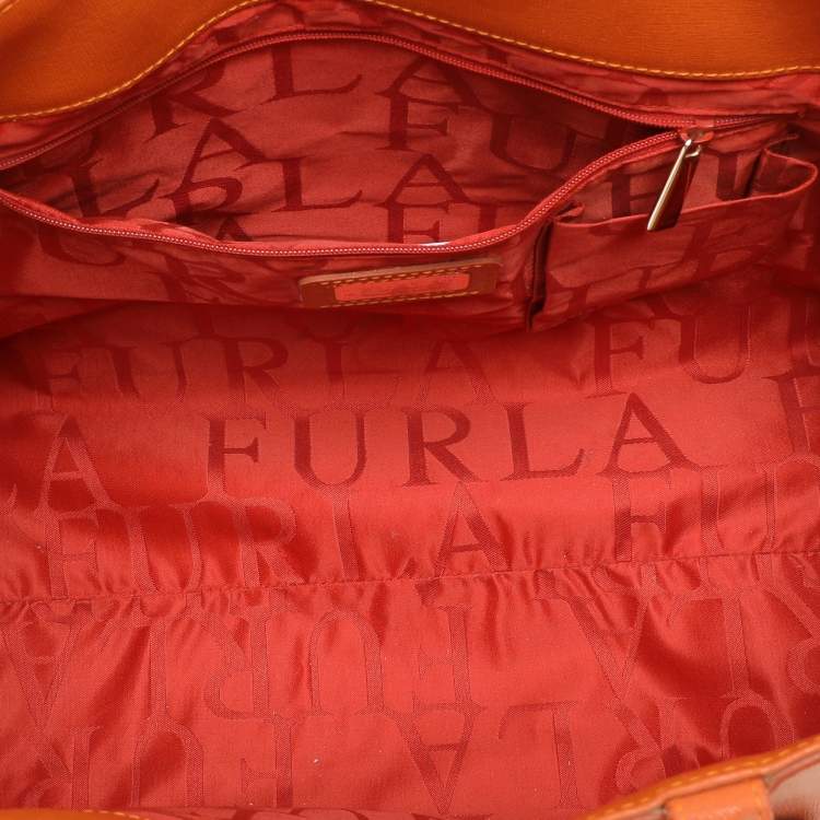 Pre Owned Furla Orange/Magenta Leather Tote