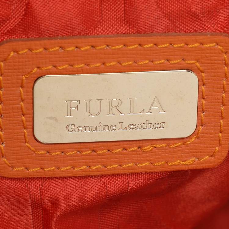 Pre Owned Furla Orange/Magenta Leather Tote
