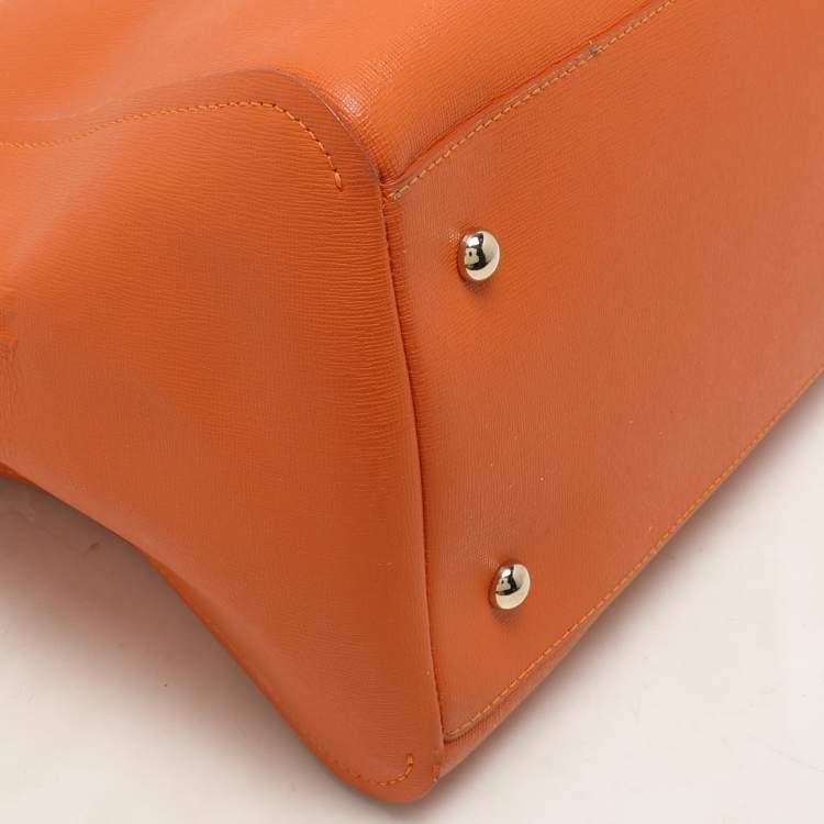 Pre Owned Furla Orange/Magenta Leather Tote