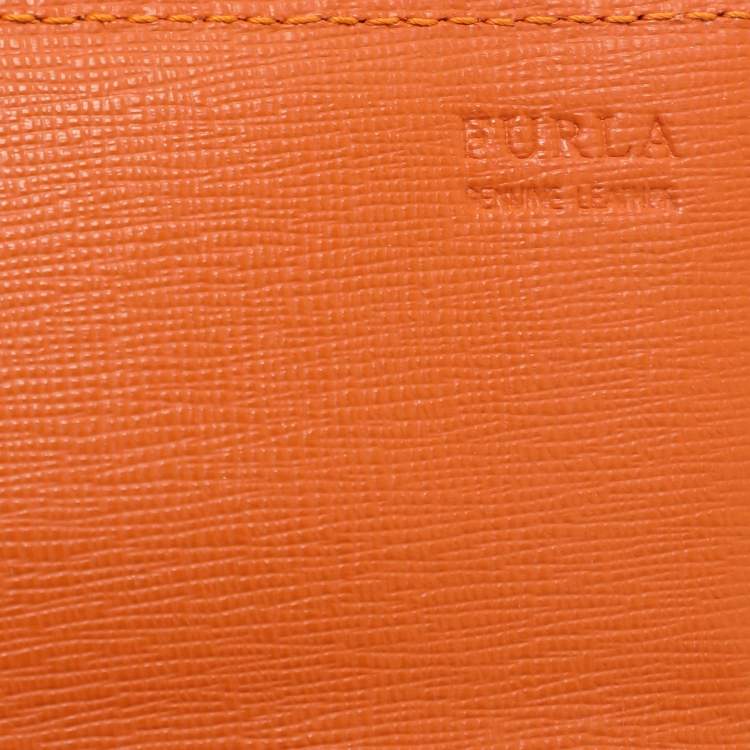 Pre Owned Furla Pink/Orange Leather Flap Wallet