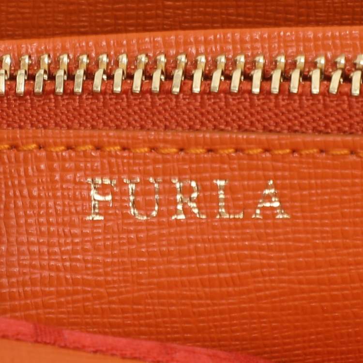 Pre Owned Furla Pink/Orange Leather Flap Wallet