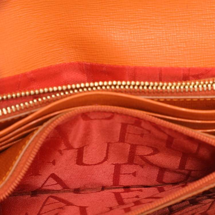 Pre Owned Furla Pink/Orange Leather Flap Wallet