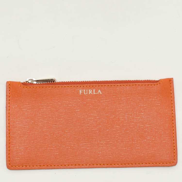 Pre Owned Furla Pink/Orange Leather Flap Wallet