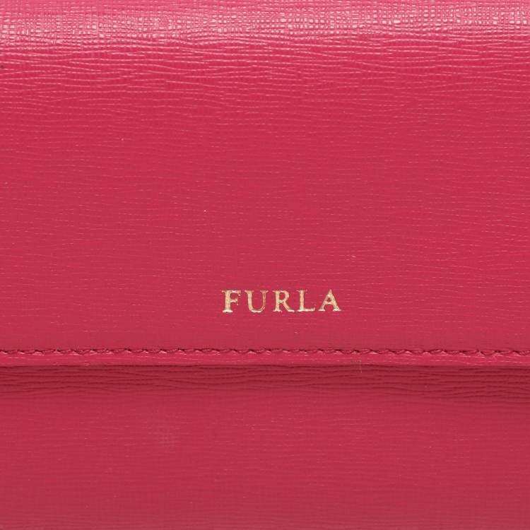 Pre Owned Furla Pink/Orange Leather Flap Wallet