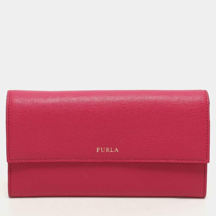 Pre Owned Furla Pink/Orange Leather Flap Wallet