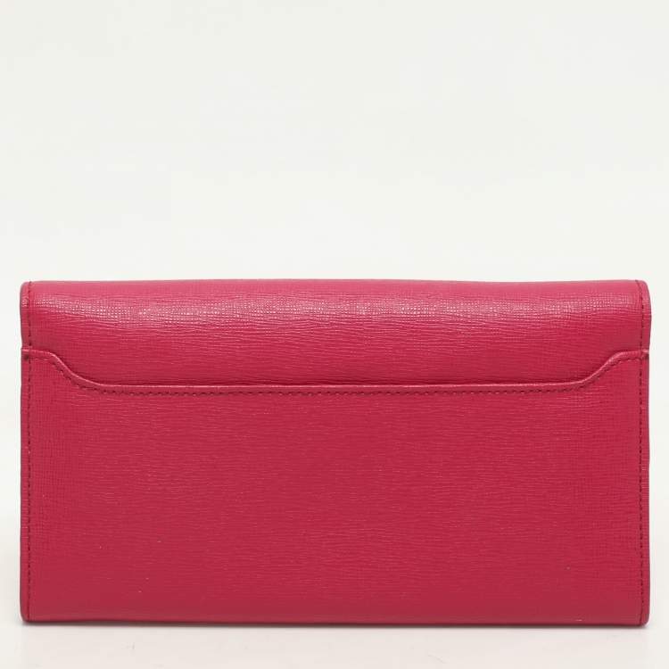Pre Owned Furla Pink/Orange Leather Flap Wallet