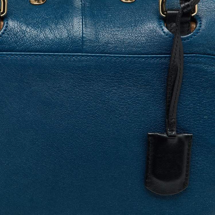 Pre Owned Furla Tri Color Leather Popper Colour Block Satchel