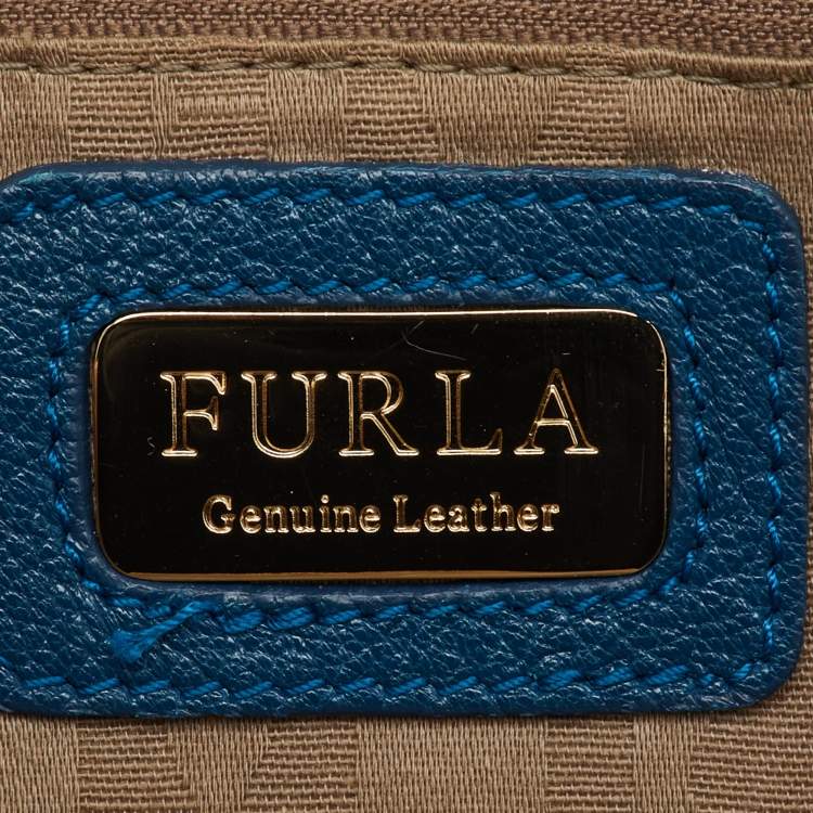 Pre Owned Furla Tri Color Leather Popper Colour Block Satchel