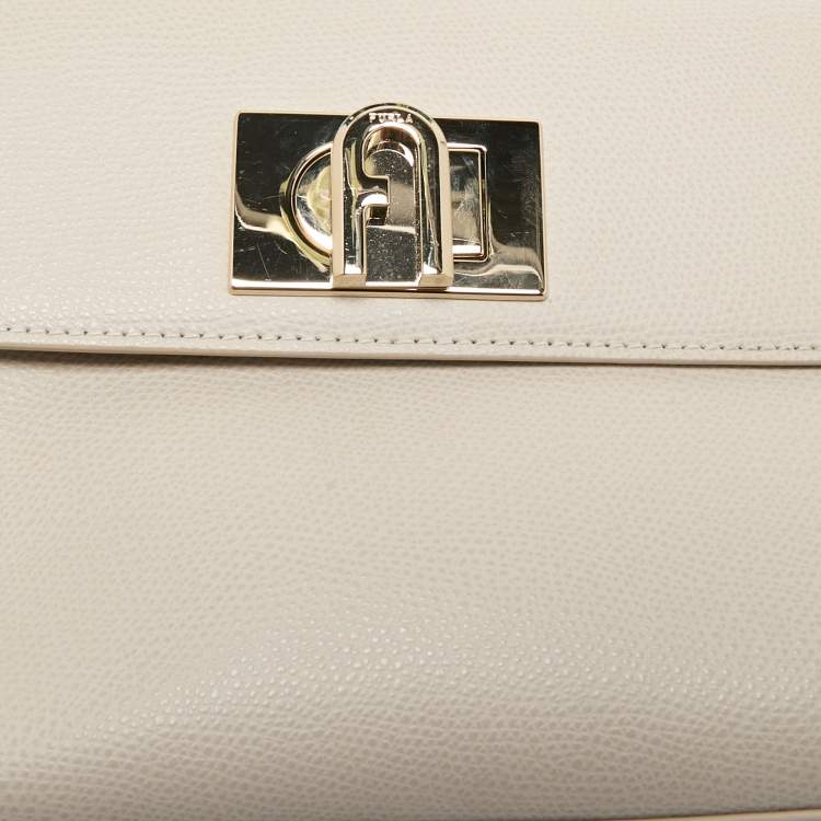 Pre Owned Furla Light Grey Leather 1927 Top Handle Bag