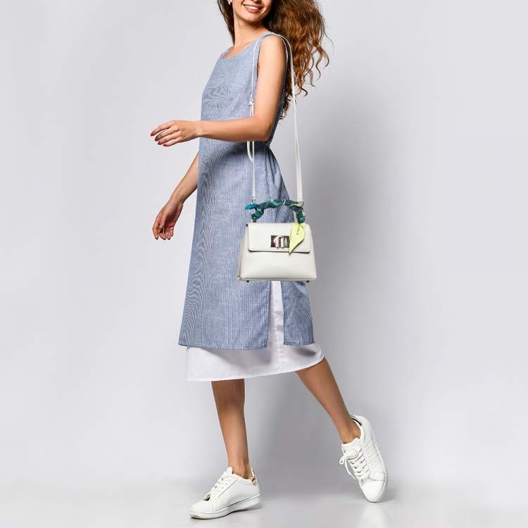 Pre Owned Furla Light Grey Leather 1927 Top Handle Bag