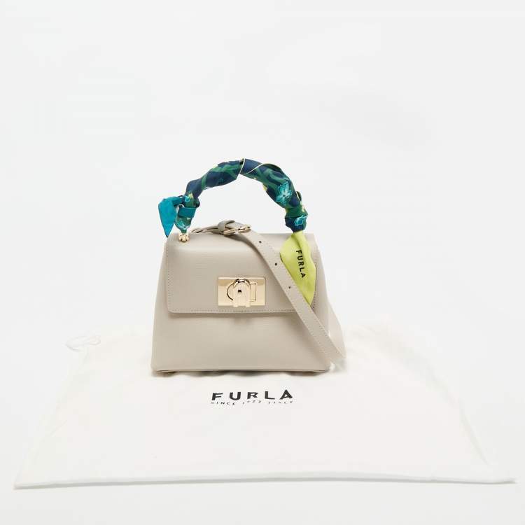Pre Owned Furla Light Grey Leather 1927 Top Handle Bag