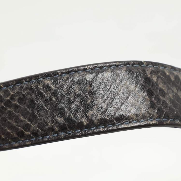 Pre Owned Furla Blue/Black Python Embossed Leather Hobo