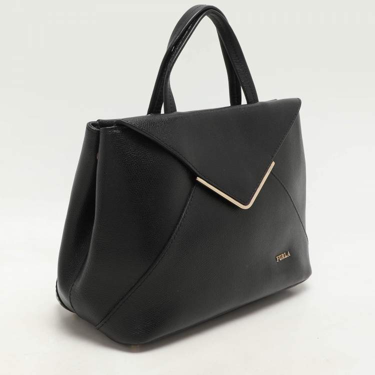 Pre Owned Furla Black Leather Kelis Tote