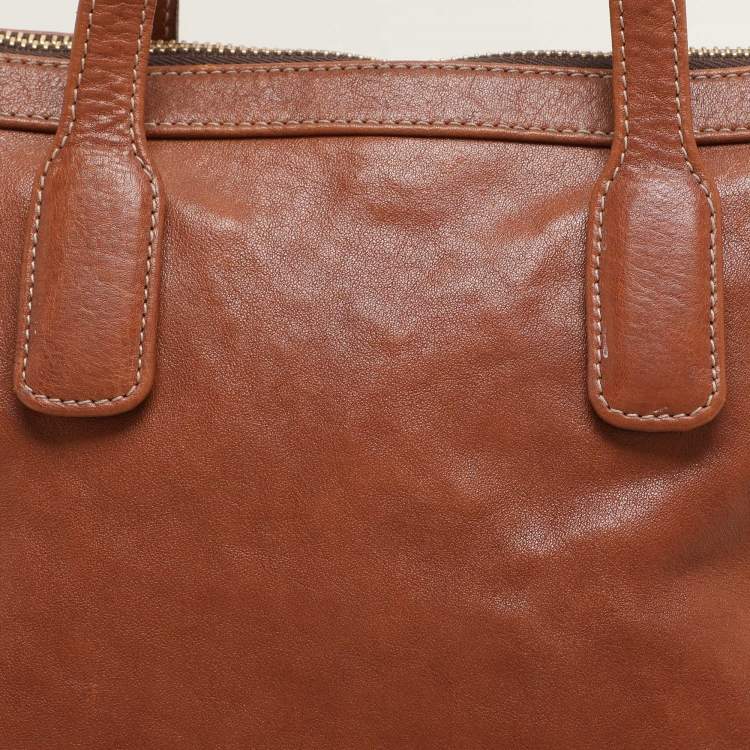 Pre Owned Furla Brown Leather Zip Detail Satchel