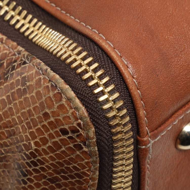 Pre Owned Furla Brown Leather Zip Detail Satchel