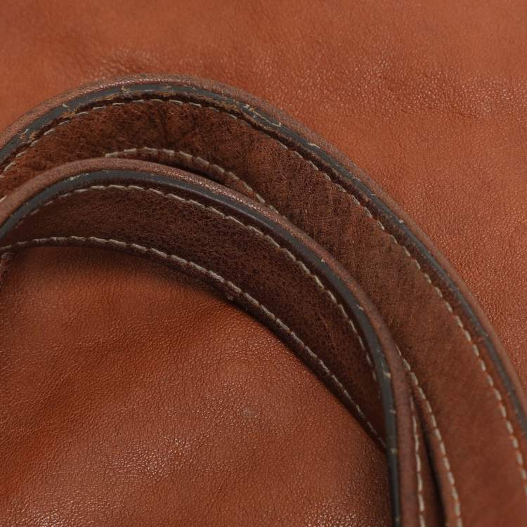 Pre Owned Furla Brown Leather Zip Detail Satchel