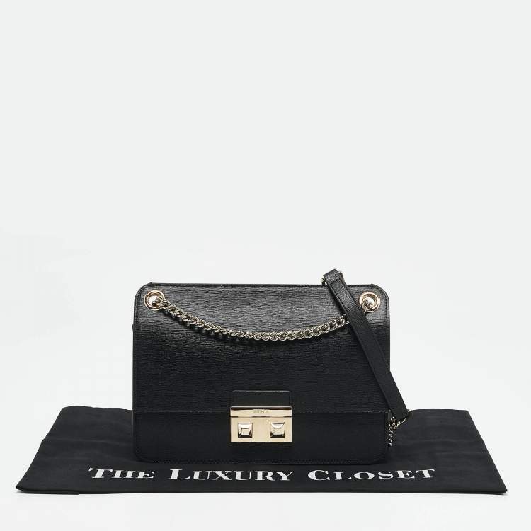 Pre Owned Furla Black Leather Bella Crossbody Bag