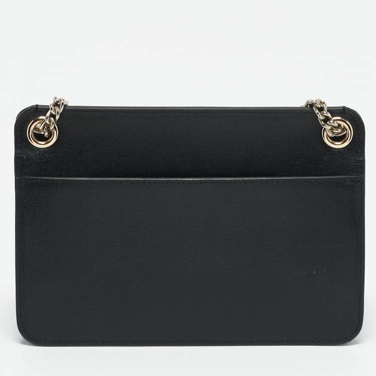 Pre Owned Furla Black Leather Bella Crossbody Bag