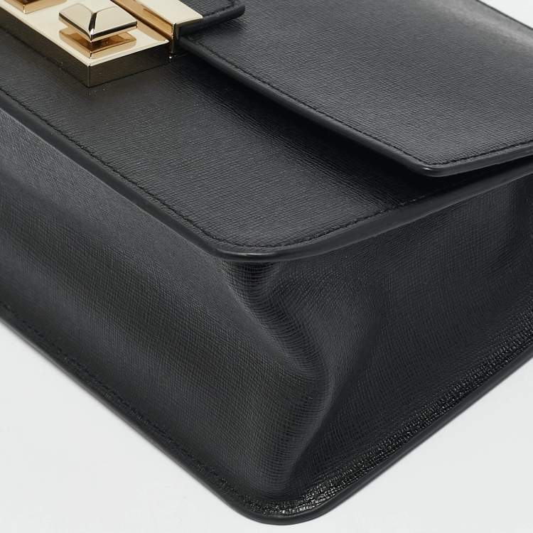 Pre Owned Furla Black Leather Bella Crossbody Bag