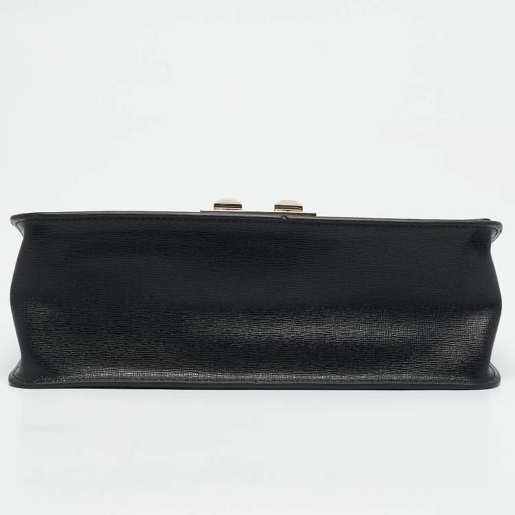 Pre Owned Furla Black Leather Bella Crossbody Bag