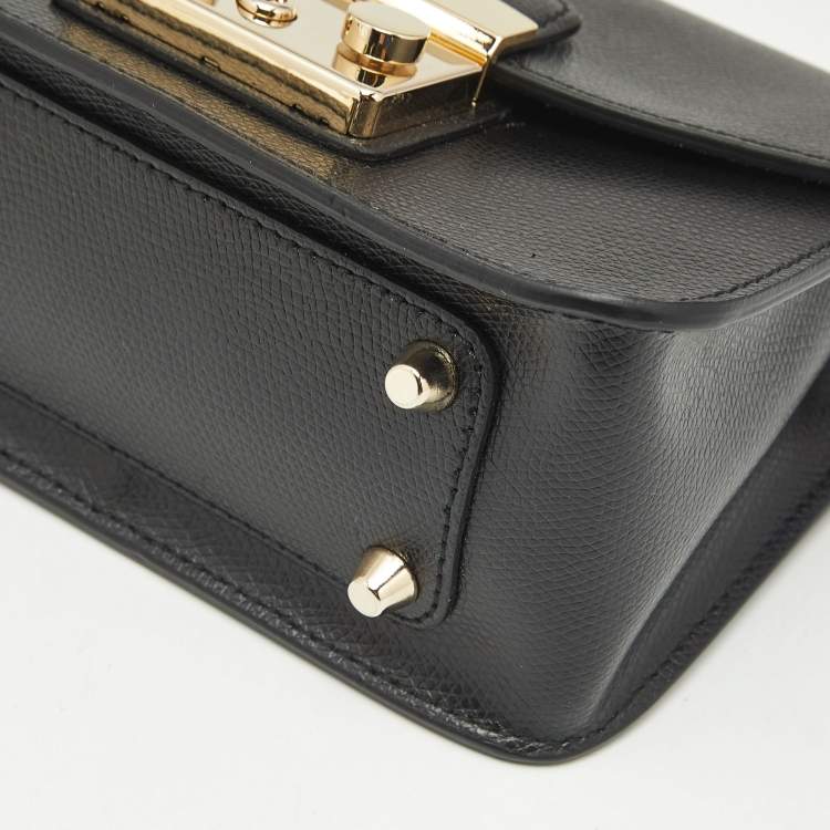 Pre Owned Furla Black Leather Mini Metropolis Crossbody Bag