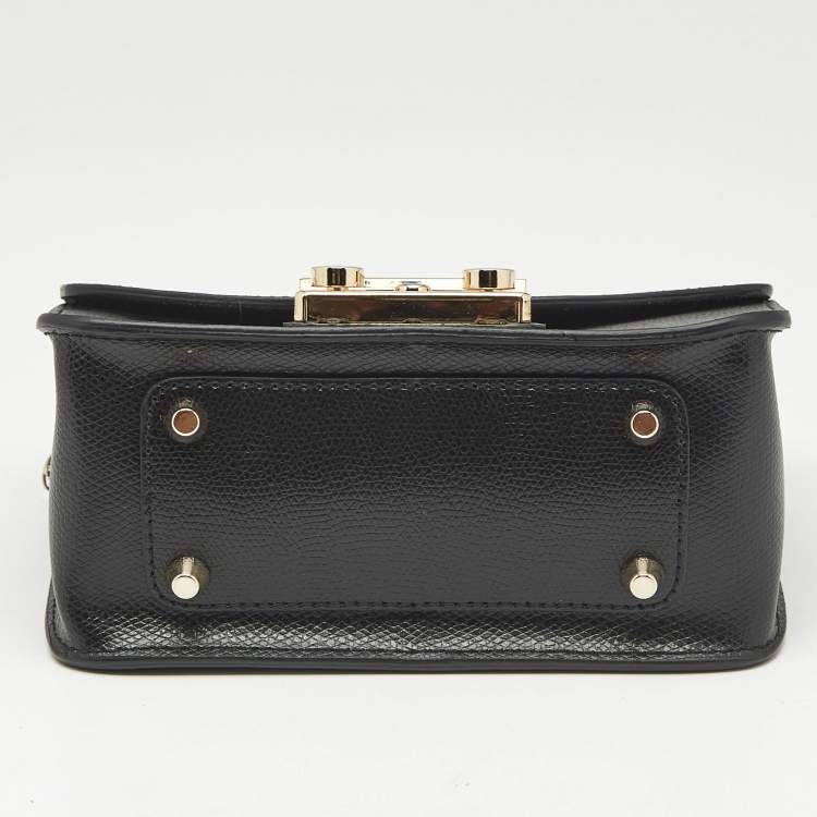 Pre Owned Furla Black Leather Mini Metropolis Crossbody Bag