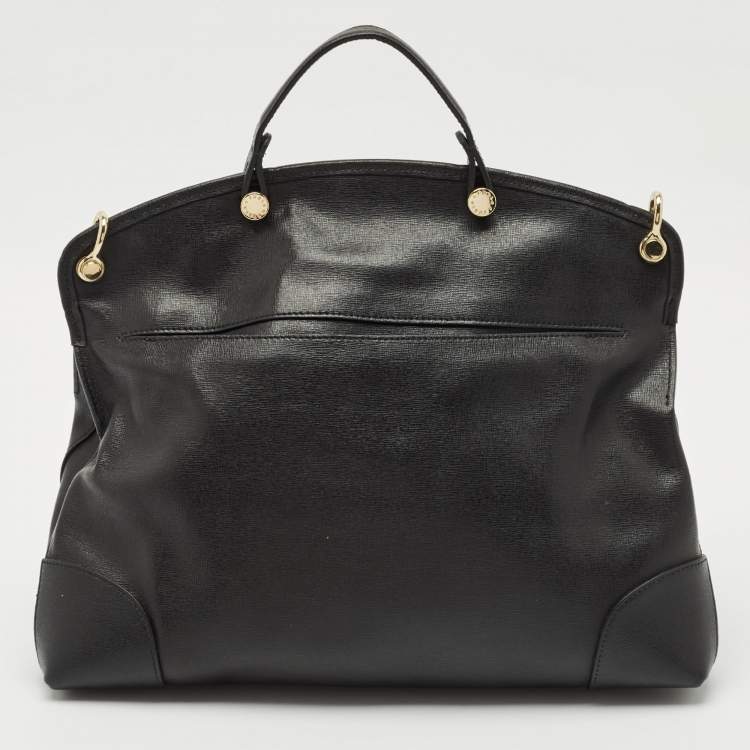 Pre Owned Furla Black Leather Piper Dome Satchel